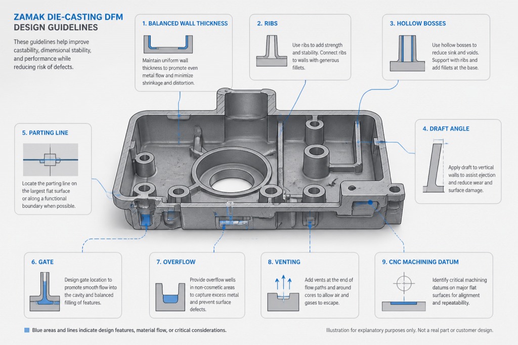 Zamak Die Casting DFM Guide for Engineers