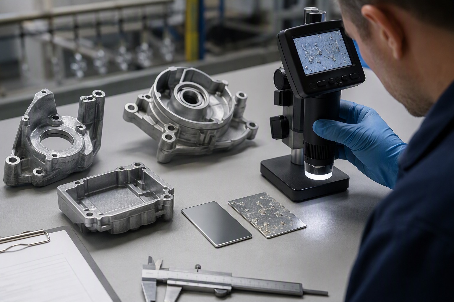 Quality inspection of normal and defective plated zinc die casting samples